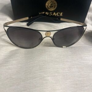 Versace Gold and Black polarized cateye sunglasses